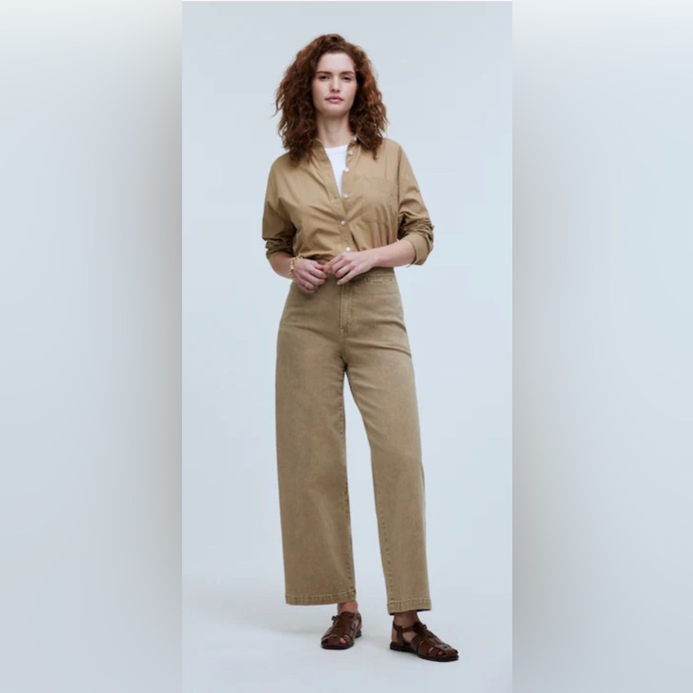 Madewell Emmett Wide Leg Crop Chinos in Tan